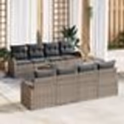 vidaXL Ensemble de Canapé de Jardin Gris 9 pcs Gris Large