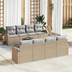vidaXL Ensemble de canapé de jardin 9 pcs Beige, gris clair 5 places