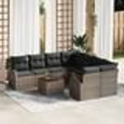 vidaXL Canapé de jardin 9 pcs Gris Moyen Osier, Bois