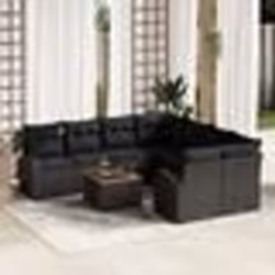 vidaXL Ensemble de Canapé de Jardin 9 pcs Noir Grand Rotin & Métal