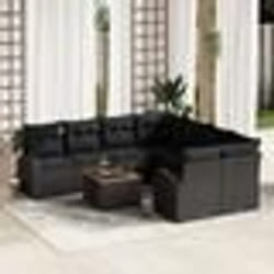 vidaXL Ensemble de Canapé de Jardin 9 pcs Noir Grand Rotin & Métal