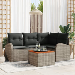 vidaXL Ensemble de Canapé de Jardin 5 pcs Gris Large Rotin