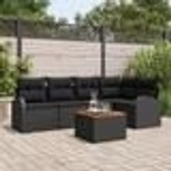 vidaXL Ensemble de Canapés de Jardin 6 pcs Noir Moyen Rotin