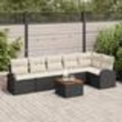 vidaXL Ensemble de Canapé de Jardin 7 pcs Noir, blanc Grand