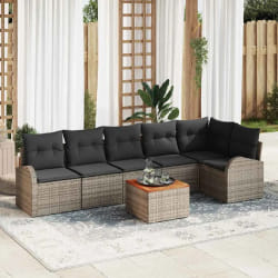 vidaXL Canapé de jardin 7 pcs Gris Grand Rotin