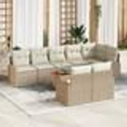 vidaXL Ensemble de Canapés de Jardin 9 pcs Beige, blanc Grand
