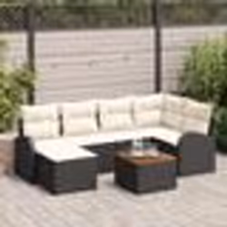 vidaXL Ensemble de canapé de jardin 7 pcs Noir, blanc Grand