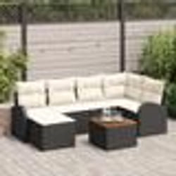 vidaXL Ensemble de canapé de jardin 7 pcs Noir, blanc Grand