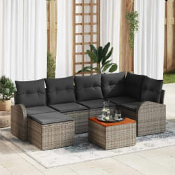 vidaXL Ensemble de canapé de jardin 7 pcs Gris