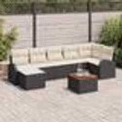 vidaXL Ensemble de canapé de jardin 8 pcs Noir, blanc Grand