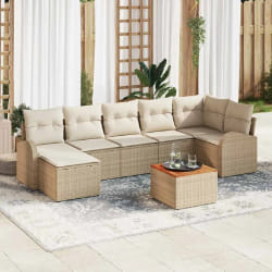 vidaXL Ensemble de canapés de jardin 8 pcs Beige, blanc Grand