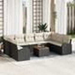 vidaXL Ensemble de Canapé de Jardin 10 pcs Noir, blanc Moyen
