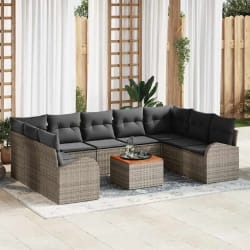 vidaXL Ensemble de canapé de jardin 10 pcs Gris