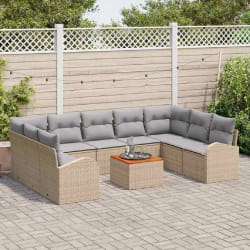 vidaXL Ensemble de canapé de jardin 10 pcs beige et gris clair