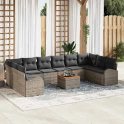 vidaXL Ensemble de canapé de jardin 11 pcs Gris