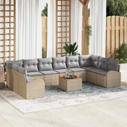 vidaXL Ensemble de canapé de jardin 11 pcs beige et gris clair