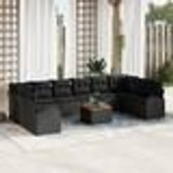 vidaXL Canapé de Jardin 11 pcs Noir Grand Rotin