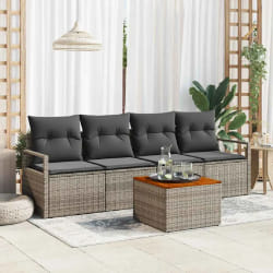 vidaXL Ensemble de canapé de jardin 5 pcs Gris