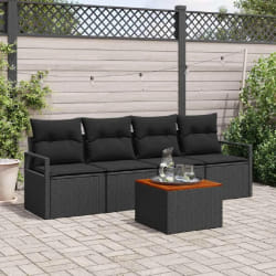 vidaXL Ensemble de canapé de jardin 5 pcs Noir