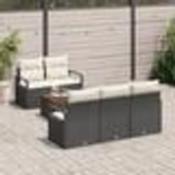 vidaXL Ensemble de canapé de jardin 6 pcs Noir, blanc Grand