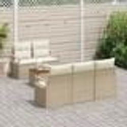 vidaXL Canapé de Jardin 6 pcs Beige, blanc Grand Rotin synthétique