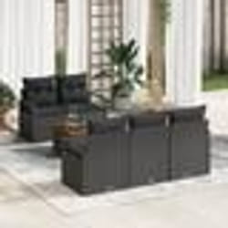 vidaXL Ensemble de Sofa de Jardin 6 pcs Noir Standard