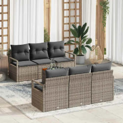 vidaXL Ensemble de canapé de jardin gris 7 pcs Gris Grand