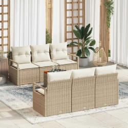 vidaXL Ensemble de canapé de jardin 7 pcs Beige et blanc