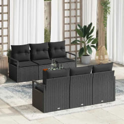 vidaXL Ensemble de canapé de jardin 7 pcs Noir