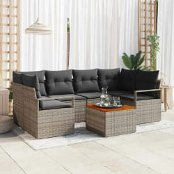 vidaXL Ensemble de canapé de jardin 7 pcs Gris Grand
