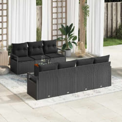 vidaXL Ensemble de canapé de jardin 8 pcs Noir