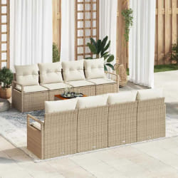 vidaXL Ensemble de canapé de jardin 9 pcs Beige et blanc