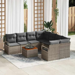 vidaXL Ensemble de canapé de jardin 9 pcs Gris