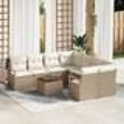 vidaXL Ensemble de Canapé de Jardin 9 pcs Beige, blanc Grand