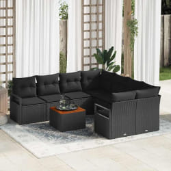 vidaXL Ensemble de Canapé de Jardin 9 pcs Noir Moyen