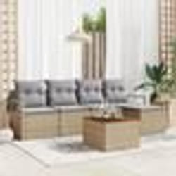 vidaXL Ensemble de canapés de jardin 6 pcs Beige, gris clair Grand