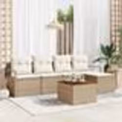 vidaXL Canapé de jardin 6 pcs Beige, blanc Grand Rotin et Tissu