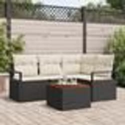 vidaXL Ensemble de Canapés de Jardin 5 pcs Noir, blanc Moyen