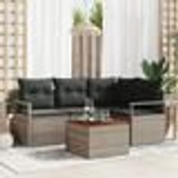 vidaXL Ensemble de Canapés de Jardin 5 pcs Gris Grand Rotin