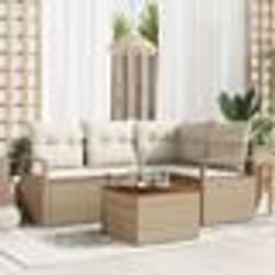 vidaXL Ensemble de Canapé de Jardin 5 pcs Beige, blanc Grand