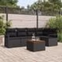 vidaXL Ensemble de Canapés de Jardin 6 pcs Noir Grand Osier, Bois