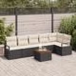 vidaXL Canapé de jardin 7 pcs Noir, blanc Grand