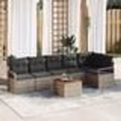 vidaXL Ensemble de Canapé de Jardin 7 pcs Gris Grand Rattan, Tissu