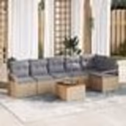 vidaXL Ensemble de canapé de jardin 7 pcs Beige, gris clair Moyen