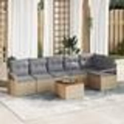 vidaXL Ensemble de canapé de jardin 7 pcs Beige, gris clair Moyen