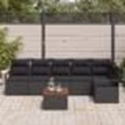 vidaXL Ensemble de canapé de jardin 7 pcs Noir Grand Osier, Bois