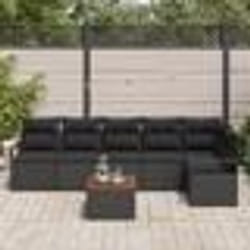 vidaXL Ensemble de canapé de jardin 7 pcs Noir Grand Osier, Bois