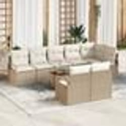 vidaXL Canapé de jardin 9 pcs Beige, blanc Grand