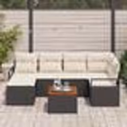 vidaXL Ensemble de Canapé de Jardin 7 pcs Noir, blanc Moyen