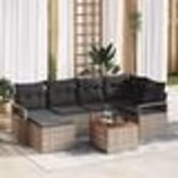vidaXL Canapés de Jardin Gris 7 pcs Gris Grand Rattan, cadre en bois